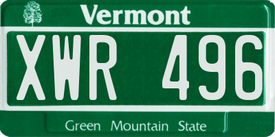 VT license plate XWR496
