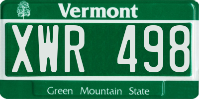 VT license plate XWR498