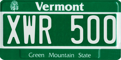 VT license plate XWR500