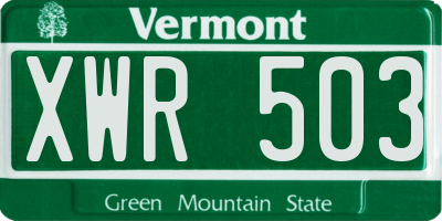 VT license plate XWR503