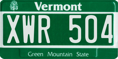 VT license plate XWR504