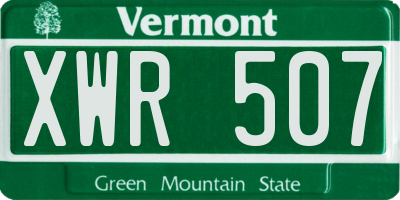 VT license plate XWR507