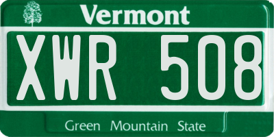VT license plate XWR508