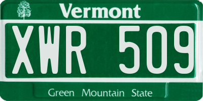 VT license plate XWR509