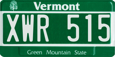 VT license plate XWR515