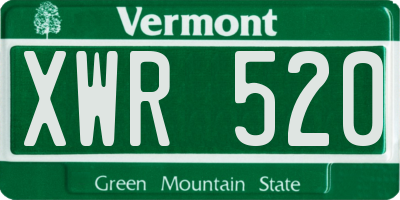 VT license plate XWR520