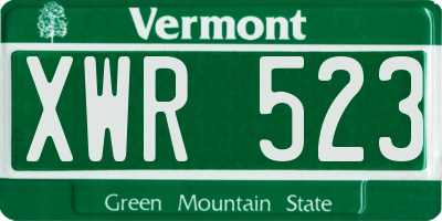 VT license plate XWR523