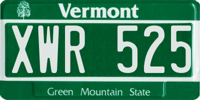 VT license plate XWR525