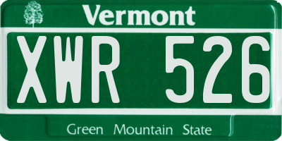 VT license plate XWR526