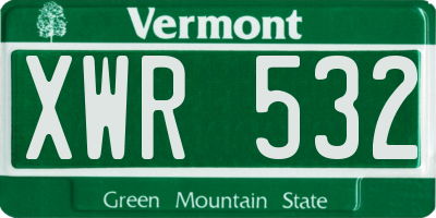 VT license plate XWR532