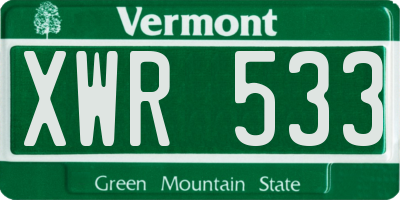 VT license plate XWR533