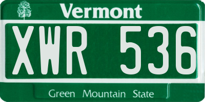 VT license plate XWR536