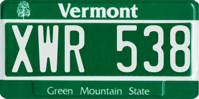 VT license plate XWR538