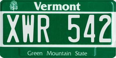 VT license plate XWR542
