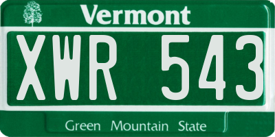 VT license plate XWR543