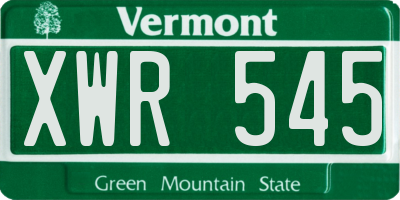 VT license plate XWR545