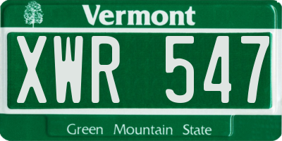 VT license plate XWR547