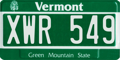 VT license plate XWR549