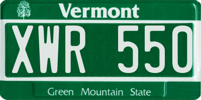 VT license plate XWR550