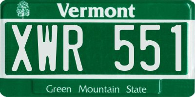 VT license plate XWR551