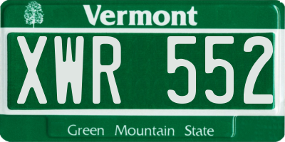 VT license plate XWR552
