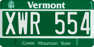 VT license plate XWR554