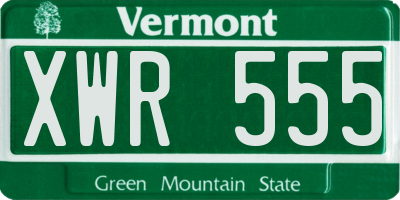 VT license plate XWR555
