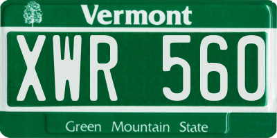 VT license plate XWR560