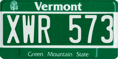 VT license plate XWR573