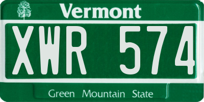 VT license plate XWR574