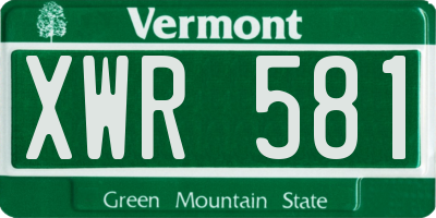 VT license plate XWR581
