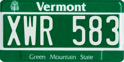 VT license plate XWR583