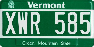 VT license plate XWR585