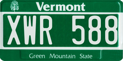 VT license plate XWR588
