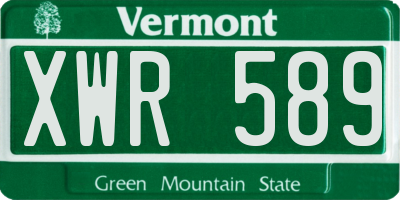 VT license plate XWR589