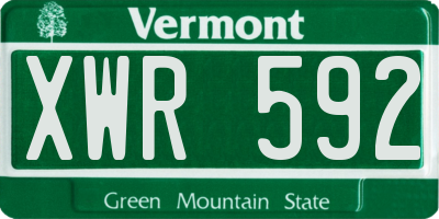 VT license plate XWR592