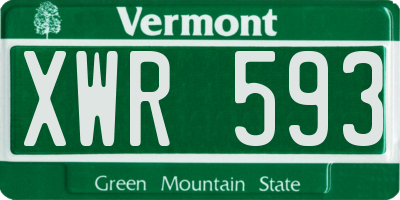 VT license plate XWR593