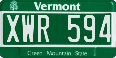 VT license plate XWR594