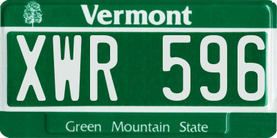 VT license plate XWR596