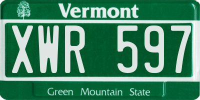 VT license plate XWR597