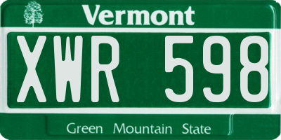 VT license plate XWR598