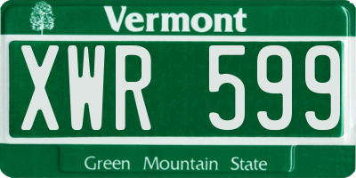 VT license plate XWR599