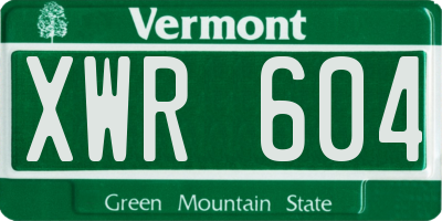 VT license plate XWR604