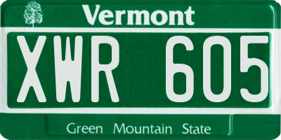 VT license plate XWR605