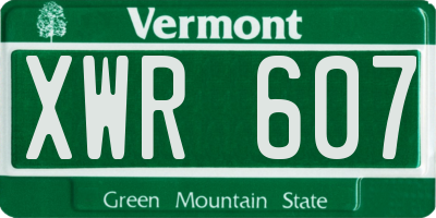 VT license plate XWR607