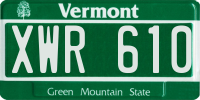 VT license plate XWR610
