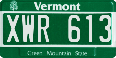 VT license plate XWR613