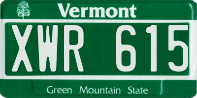 VT license plate XWR615