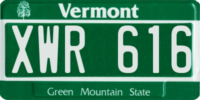 VT license plate XWR616