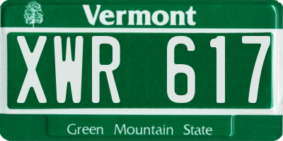 VT license plate XWR617